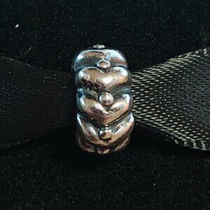 Authentic Pandora Retired Heart Beats Spacer Charm 790450 Sterling Silver